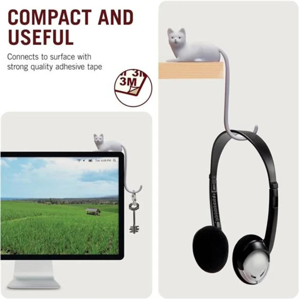 Monkey Business Ginger The Cat Tail Hook for Computer Screen, Tight Spaces